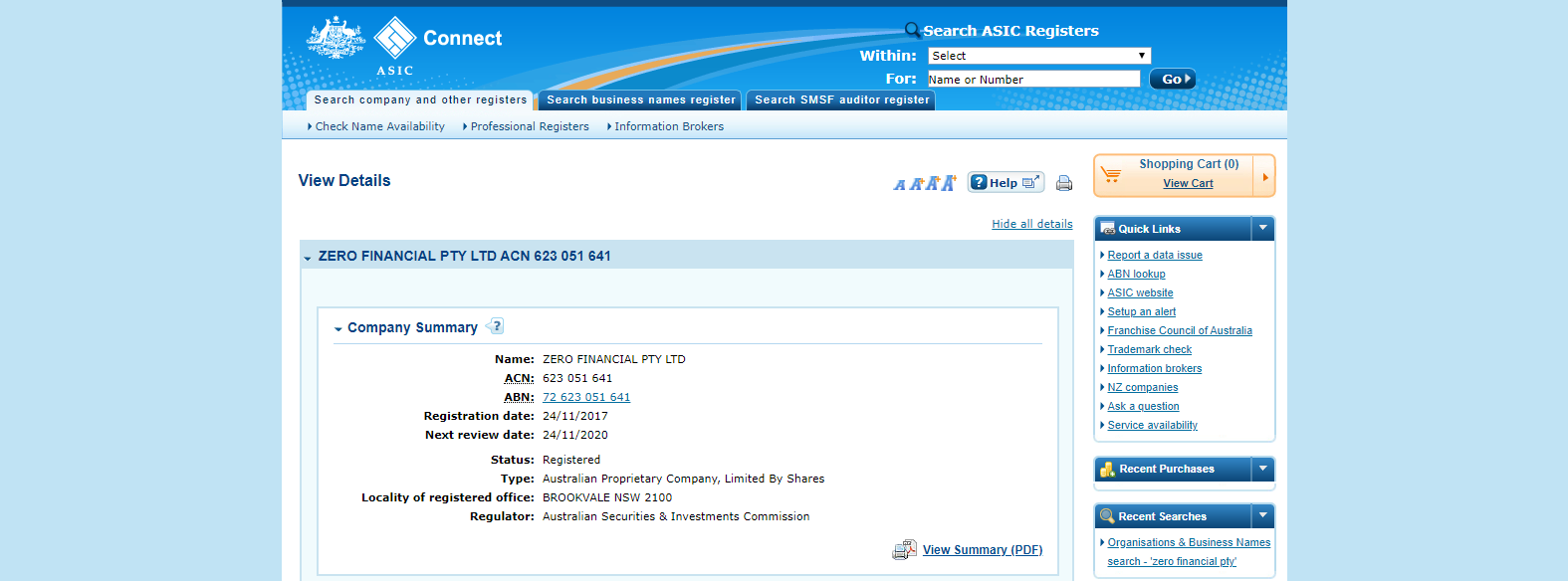 ZERO Markets ASIC is primary regulator